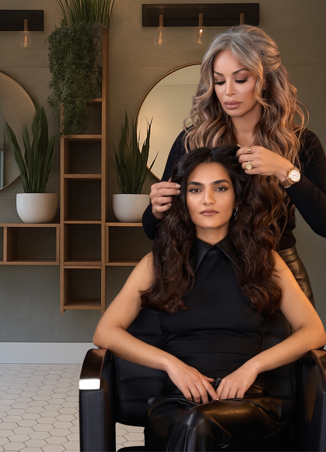 Long, seamlessly blended luxury hair extensions by Revamp Extensions Las Vegas